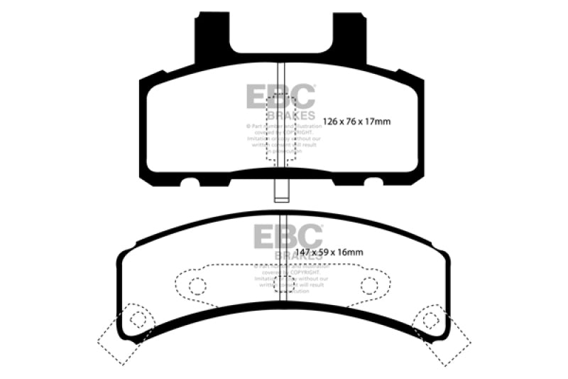 EBC 97-99 Cadillac Deville 4.6 (Rear Drums) Yellowstuff Front Brake Pads - Blais Performance Parts