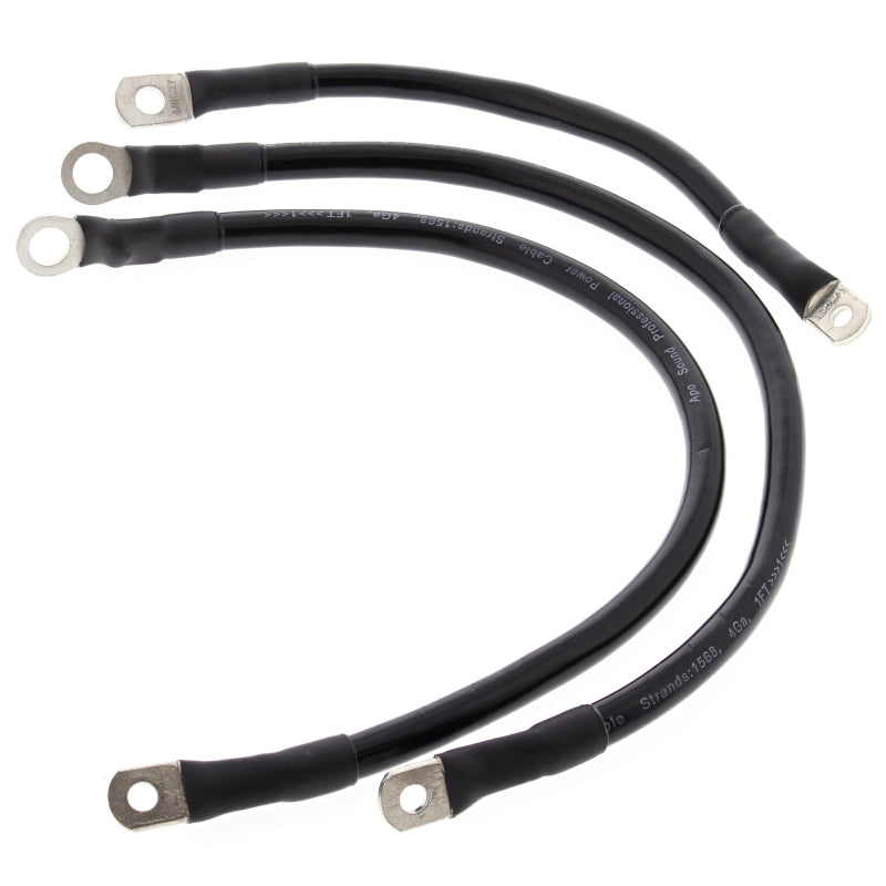All Balls Racing 66-77 Harley FLH Electra Glide Battery Cable Kit Black - Blais Performance Parts