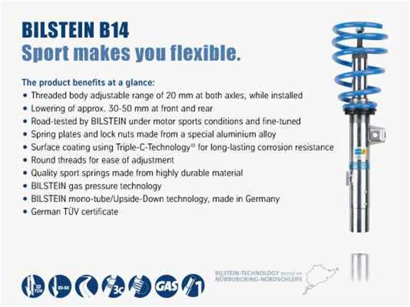Bilstein B14 2002 Mercedes-Benz C230 Kompressor Front and Rear Suspension Kit - Blais Performance Parts