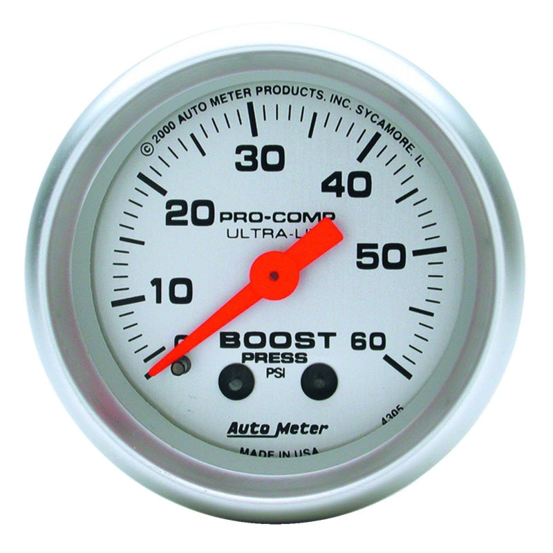 Autometer Ultra-Lite 52mm 60 PSI Mechanical Boost Gauge - Blais Performance Parts