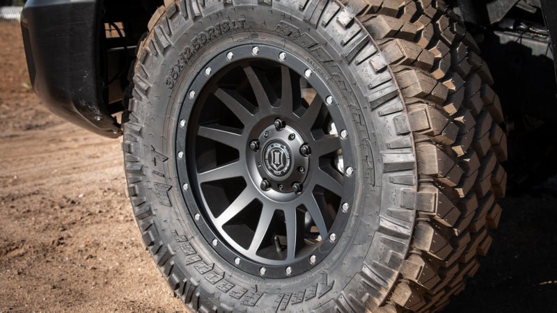 ICON Compression 18x9 6x5.5 0mm Offset 5in BS Satin Black Wheel - Blais Performance Parts