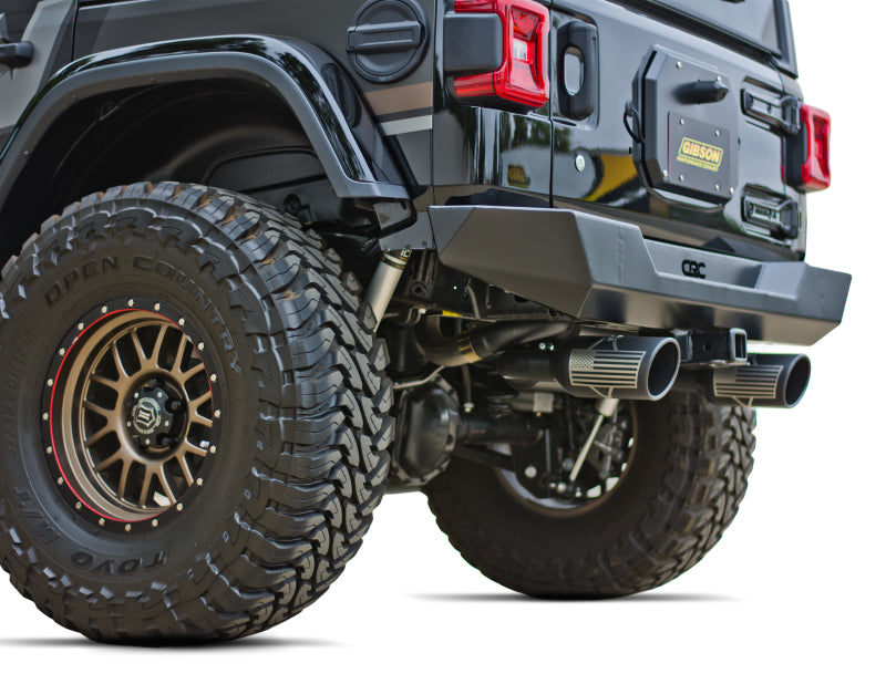 Gibson 07-10 Jeep Wrangler JK X 3.8L 2.5in Patriot Series Cat-Back Dual Split Exhaust - Blk Ceramic - Blais Performance Parts