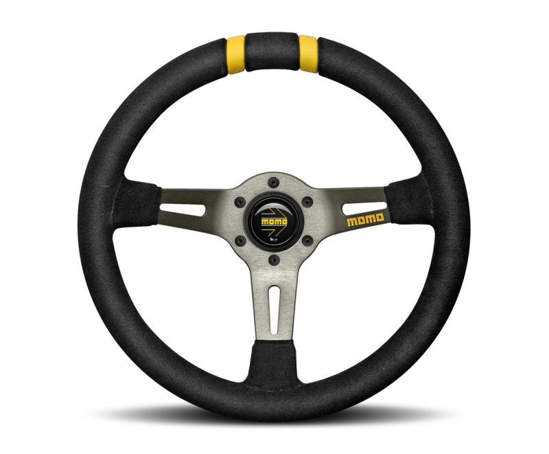 Momo MODDRIFT Steering Wheel 330 mm - Black Suede/Anth Spokes/2 Stripes - Blais Performance Parts