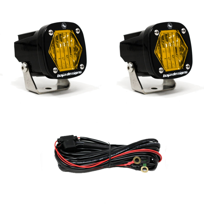 Baja Designs S1 Amber Wide Cornering LED Light w/ Mounting Bracket Pair - Blais Performance Parts