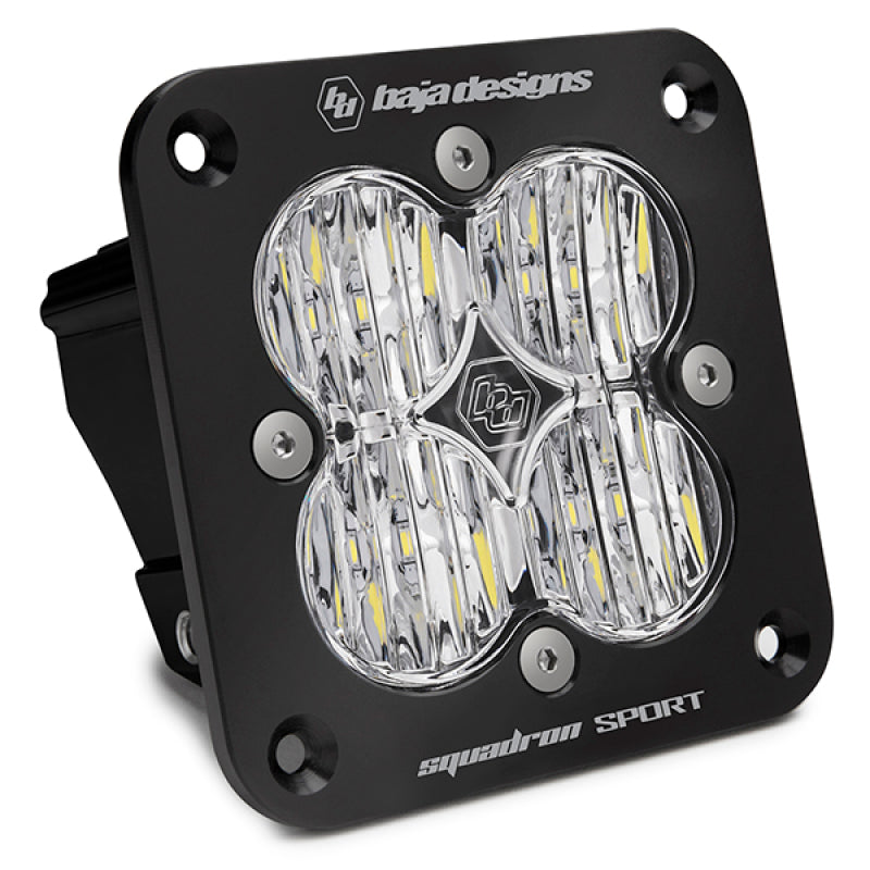Baja Designs Squadron Sport Black Wide Cornering Pattern Flush Mount LED Light Pod - Clear - Blais Performance Parts