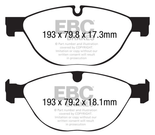 EBC 13+ Jaguar F-Type (Cast Iron Only) 3.0 Supercharged (380) Perf Pkg Redstuff Front Brake Pads - Blais Performance Parts