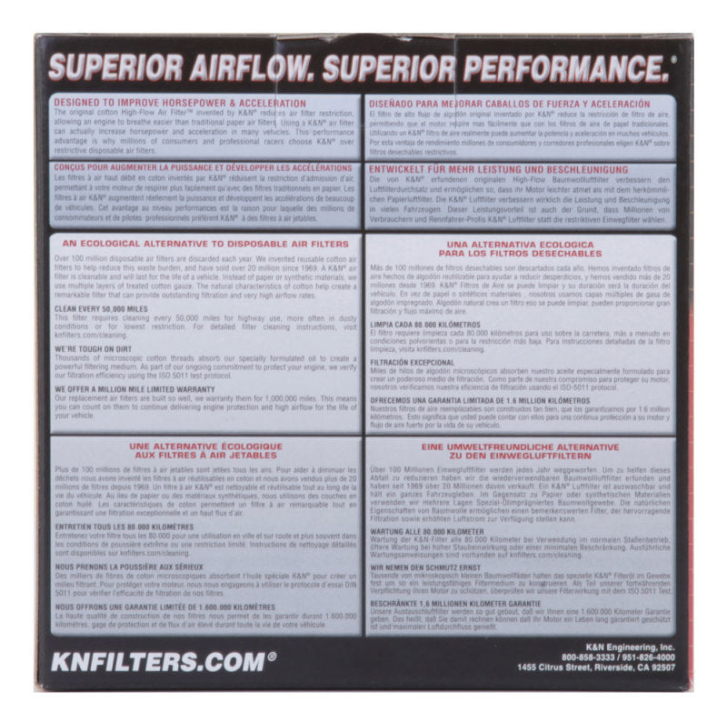 K&N Universal Custom Air Filter - Round 1.625in Flange / 1.625in ID / 2.75in Overall Height - Blais Performance Parts