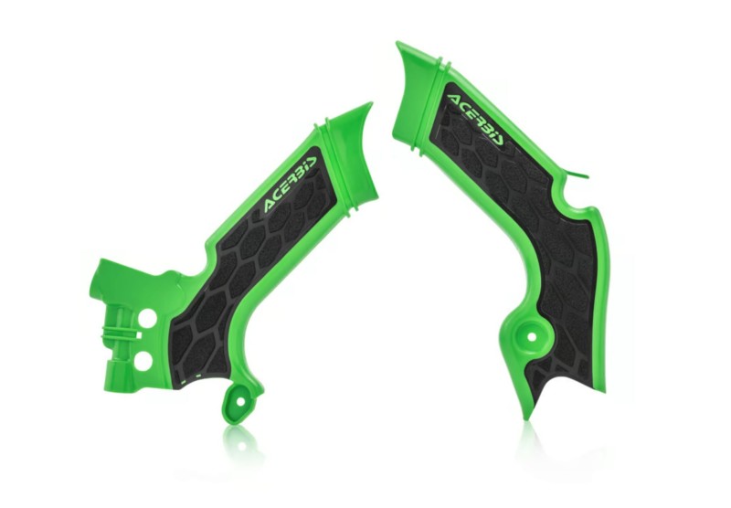 Acerbis 21+ Kawasaki KX250/ 19-23 KX450 Frame Guards- X-Grip - Green/Black - Blais Performance Parts