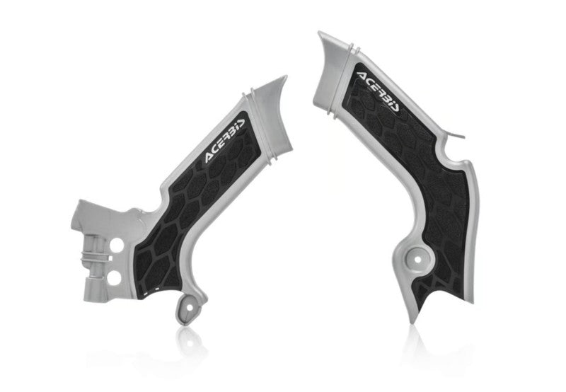 Acerbis 21+ Kawasaki KX250/ 19-23 KX450 Frame Guards- X-Grip - Silver/Black - Blais Performance Parts