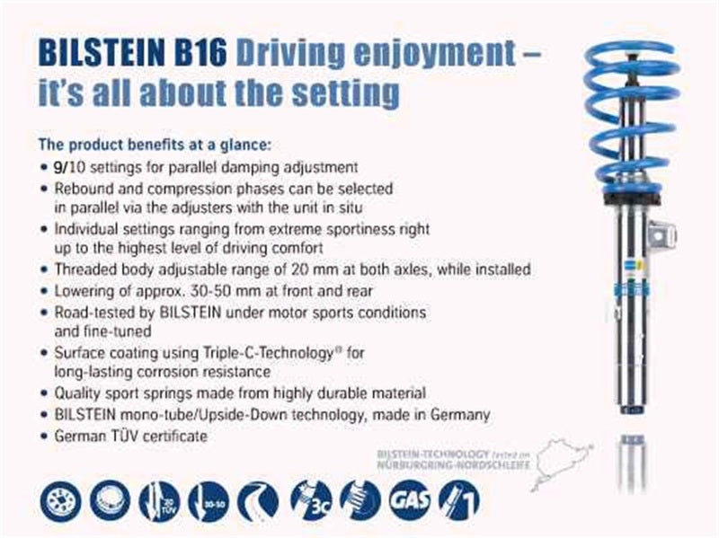 Bilstein B16 (DampTronic) 2015-2018 BMW M3/M4 F80/F82 Front & Rear Performance Suspension System - Blais Performance Parts