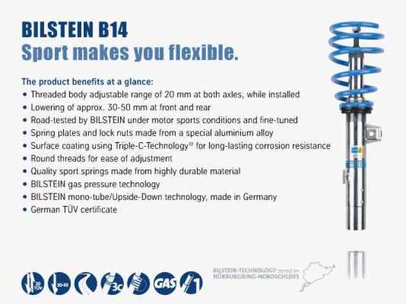 Bilstein B14 2015 Mercedes Benz C300 Front and Rear Performance Suspension System - Blais Performance Parts