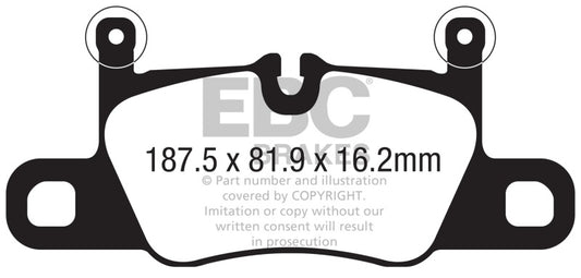 EBC 2016+ Porsche 911 (991/2 w/Cast Iron Rotors) 3.0TT Carrera Yellowstuff Rear Brake Pads