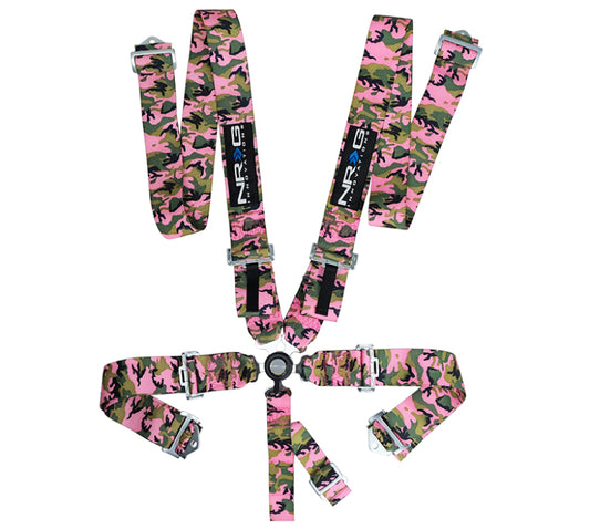 NRG SFI 16.1 5pt 3in. Seat Belt Harness/ Cam Lock - Pink Camo - Blais Performance Parts