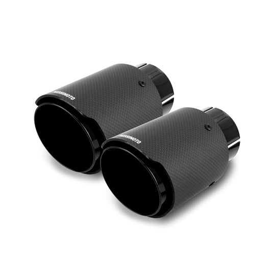 Mishimoto 2x Carbon Fiber Muffler Tip 2.5in Inlet 3.5in Outlet Black - Blais Performance Parts