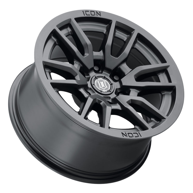 ICON Vector 6 17x8.5 6x5.5 25mm Offset 5.75in BS 95.1mm Bore Satin Black Wheel - Blais Performance Parts