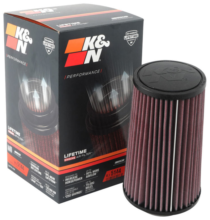 K&N Filter Universal Rubber Filter 2.75in Flange 4.75in Base 4in Top 8in Height - Blais Performance Parts