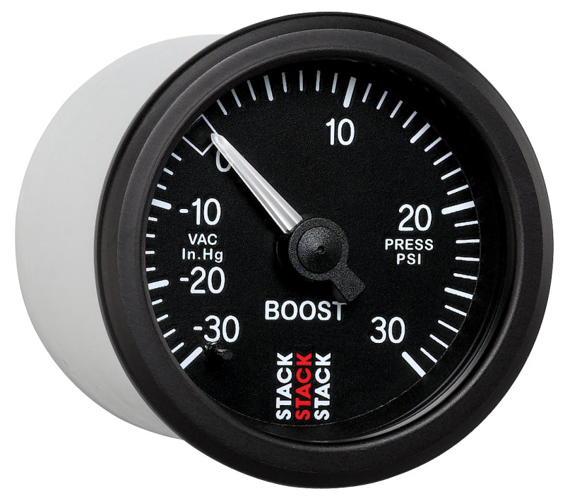 Autometer 52mm Stack Instruments -30INHG to +30PSI Mechanical Boost Gauge - Black - Blais Performance Parts