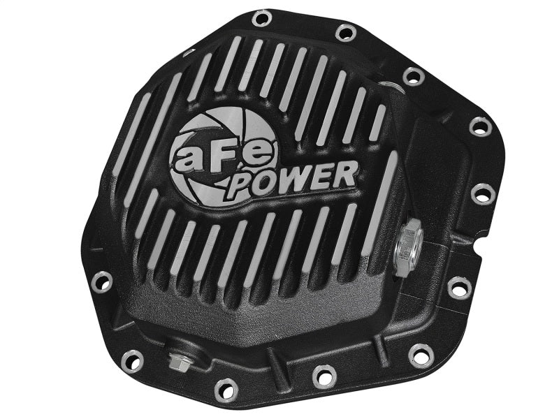 aFe Power Rear Diff Cover Black w/Machined Fins 17 Ford F-350/F-450 6.7L (td) Dana M300-14 (Dually) - Blais Performance Parts