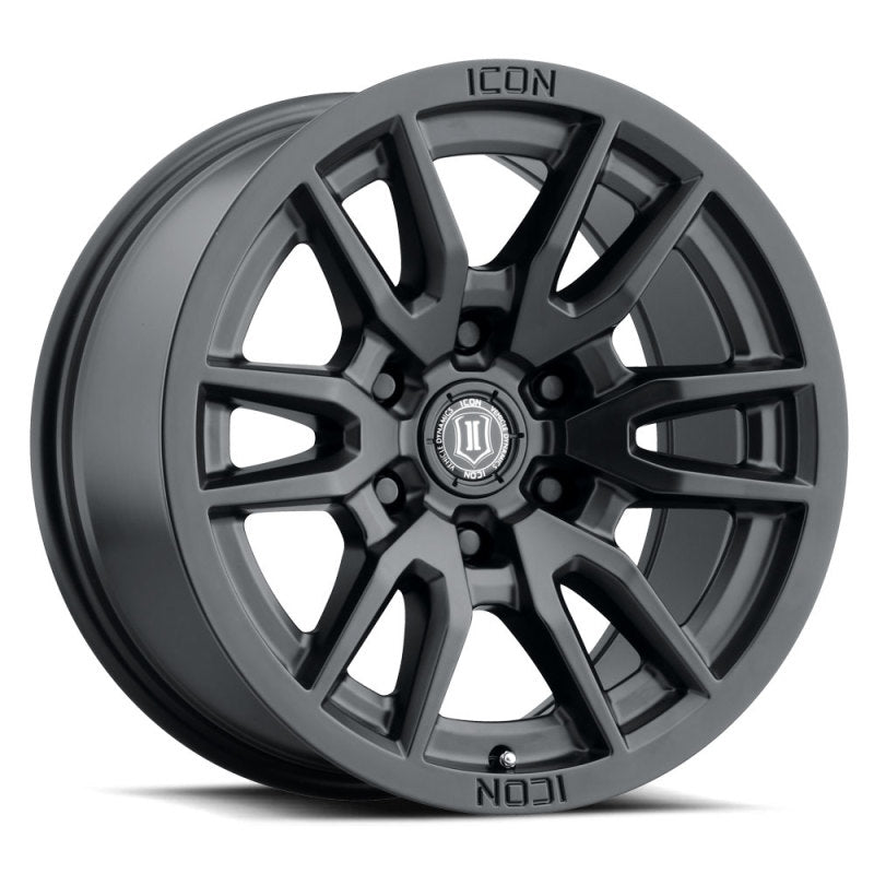 ICON Vector 6 17x8.5 6x5.5 25mm Offset 5.75in BS 95.1mm Bore Satin Black Wheel - Blais Performance Parts