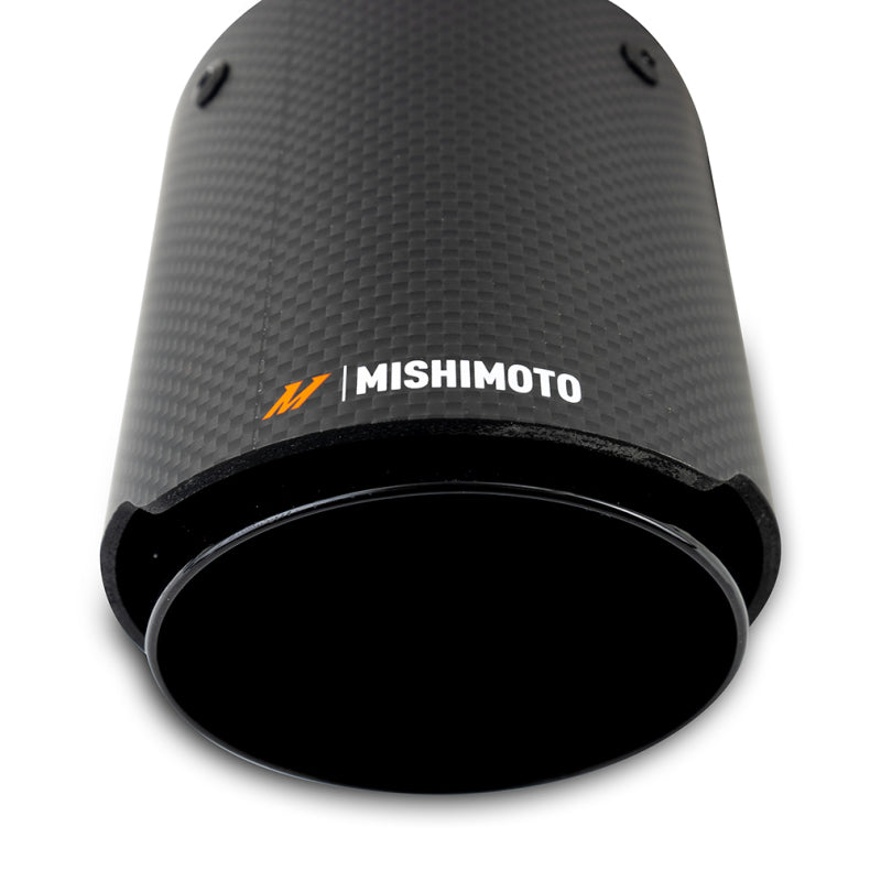 Mishimoto 2x Carbon Fiber Muffler Tip 2.5in Inlet 3.5in Outlet Black - Blais Performance Parts