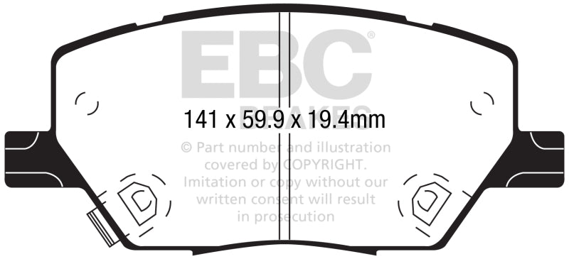 EBC 2015+ Fiat 500X 1.4L Turbo Yellowstuff Front Brake Pads - Blais Performance Parts