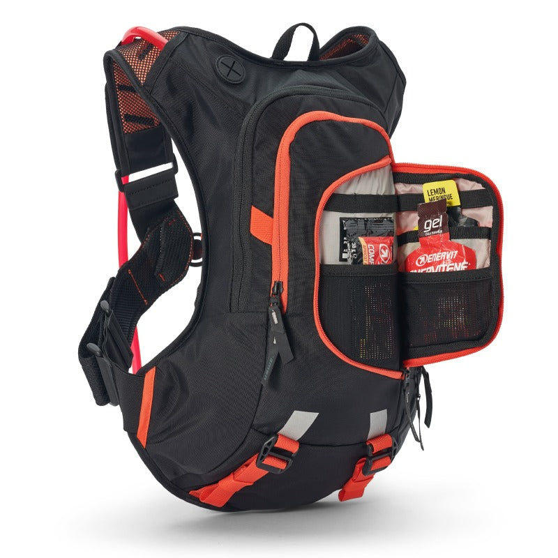 USWE Moto Hydro Hydration Pack 8L - Black/Factory Orange - Blais Performance Parts