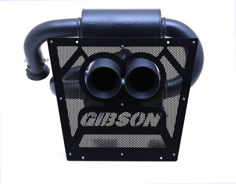 Gibson 2024 Cam-Am Maverick R 4in. T304 Stainless Round Dual Wall Slash-Cut Tip - Black Ceramic - Blais Performance Parts