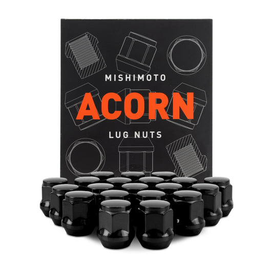 Mishimoto Steel Acorn Lug Nuts M12 x 1.5 - 20pc Set - Black - Blais Performance Parts