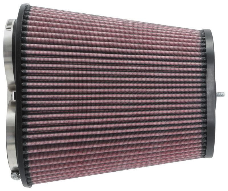 K&N Universal Clamp-On Air Filter 3-1/8in Dual FLG  8-7/8in X 5-3/16 B 6-1/4in X 4IN T, 9inH W/STUD - Blais Performance Parts