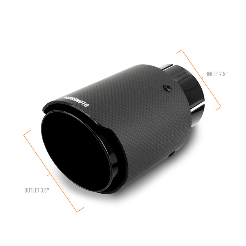 Mishimoto 2x Carbon Fiber Muffler Tip 2.5in Inlet 3.5in Outlet Black - Blais Performance Parts