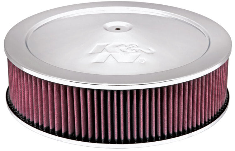 K&N 14in Red Custom Air Cleaner Assembly - 5.125in ID x 14in OD x 3.75in H x 1.25in Drop Base - Blais Performance Parts