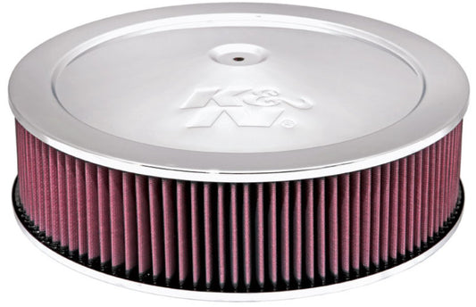 K&N 14in Red Custom Air Cleaner Assembly - 5.125in ID x 14in OD x 3.75in H x 1.25in Drop Base - Blais Performance Parts