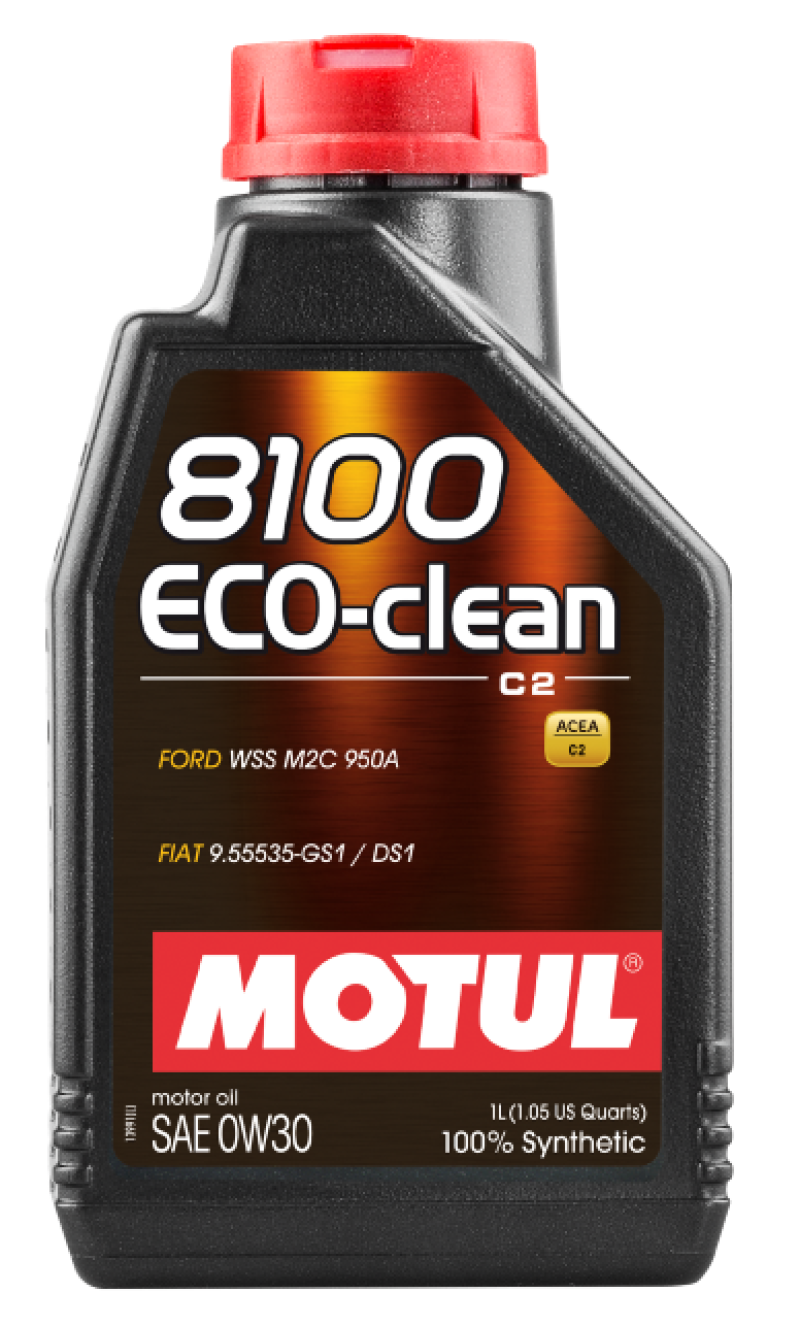 Motul 1L Synthetic Engine Oil 8100 Eco-Clean 0W30 12X1L - C2/API SM/ST.JLR 03.5007 - 1L - Blais Performance Parts