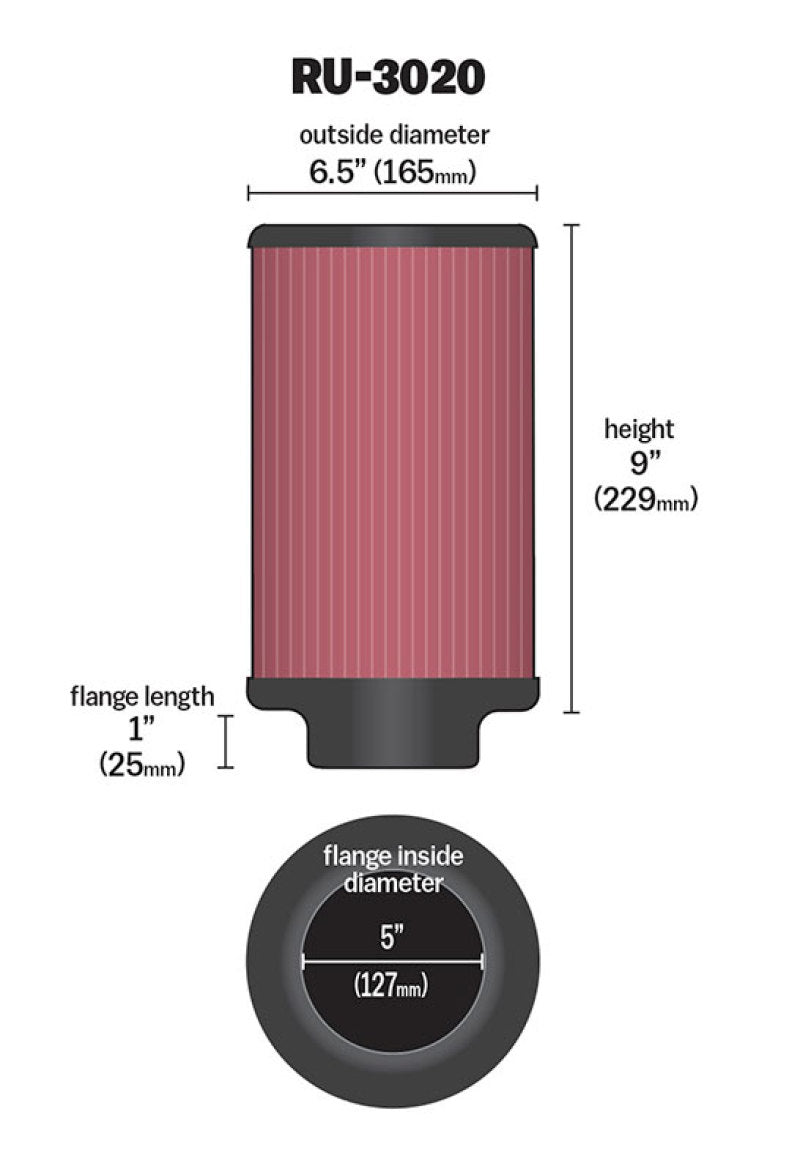 K&N Filter 2 1/4inch 10 Degree Flange 16 1/4inch x 4inch - 4 1/2inch Height - Blais Performance Parts