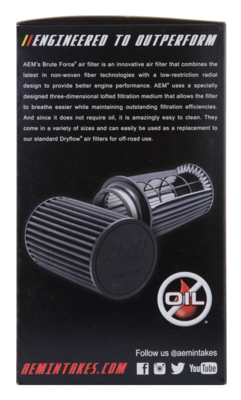 AEM Dryflow 4in. X 9in. Round Tapered Air Filter - Blais Performance Parts