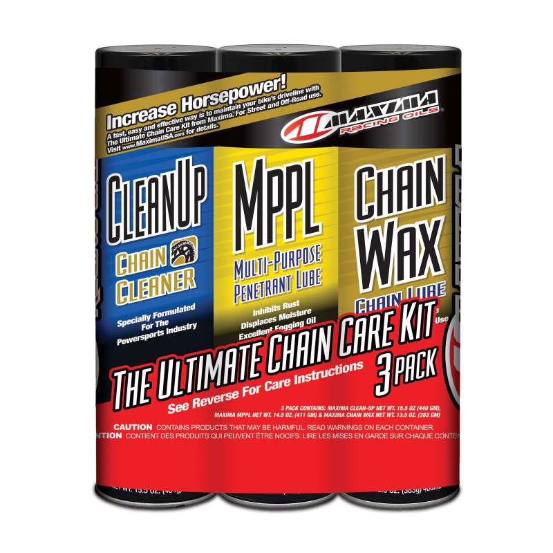 Maxima Chain Wax Ultimate Chain Care Combo Kit 3-Pack Aerosol - Blais Performance Parts