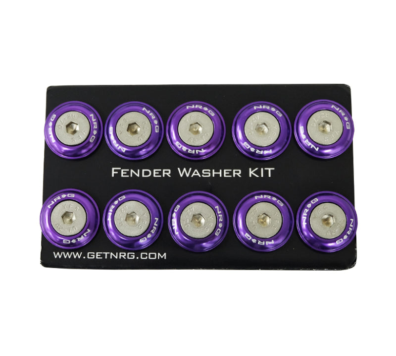 NRG Fender Washer Kit w/Rivets For Plastic (Purple) - Set of 10 - Blais Performance Parts