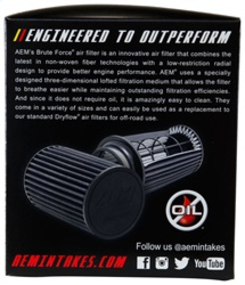 AEM 2.75 inch x 5 inch DryFlow Air Filter - Blais Performance Parts