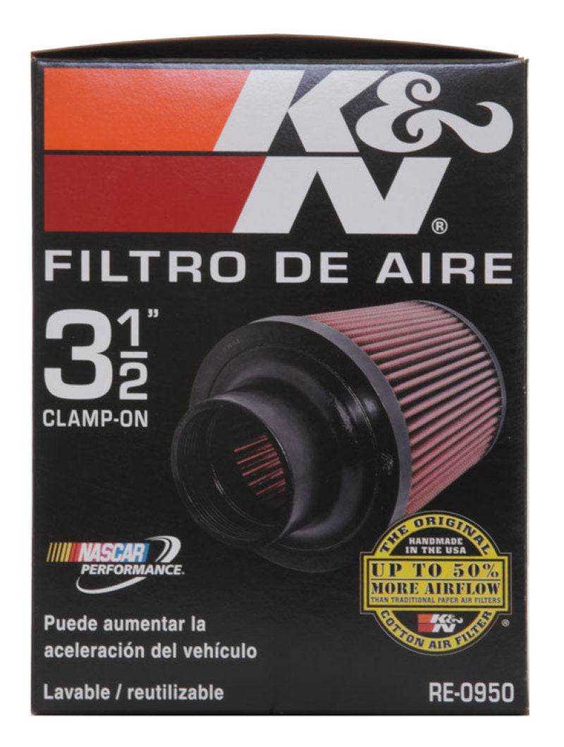 K&N Universal Rubber Filter 3 1/2inch ID FLG / 6inch Base / 4-5/8inch Top / 6inch Height - Blais Performance Parts