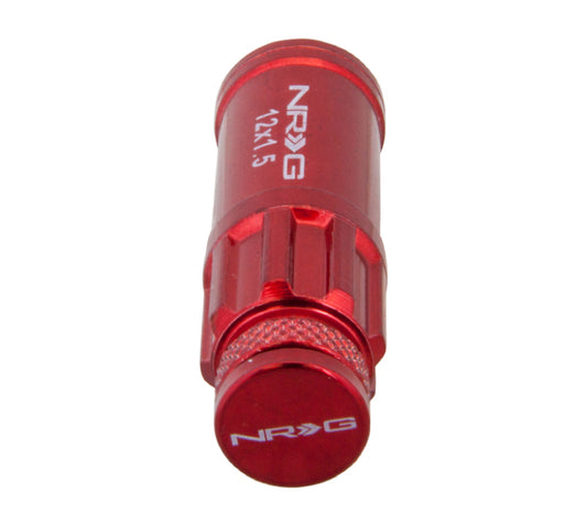 NRG 700 Series M12 X 1.5 Steel Lug Nut w/Dust Cap Cover Set 21 Pc w/Locks & Lock Socket - Red - Blais Performance Parts