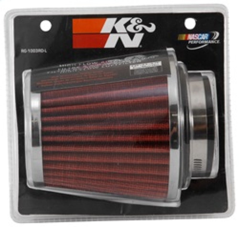 K&N Universal Chrome Filter 2 3/4in FLG / 4 1/2in Bottom / 4 1/2in Height - Blais Performance Parts