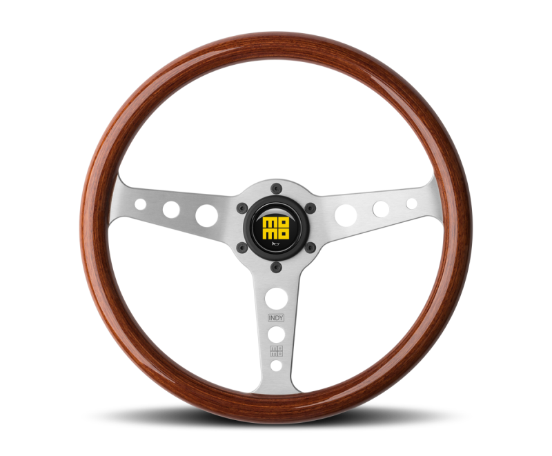 Momo Indy Steering Wheel 350 mm - Magoany Wood/Brshd Spokes - Blais Performance Parts