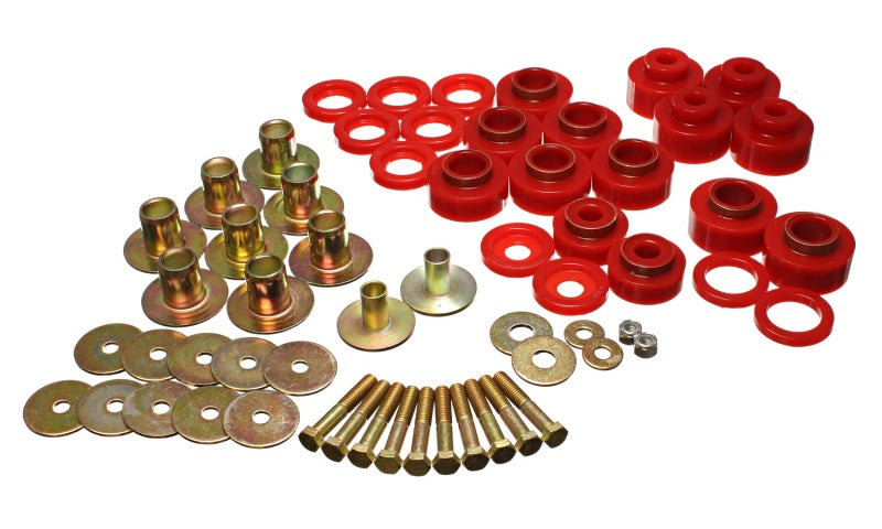 Energy Suspension 68-72 Chevy Chevelle/Monte Carlo/Malibu/El Camino Red Body Mount Set - Blais Performance Parts