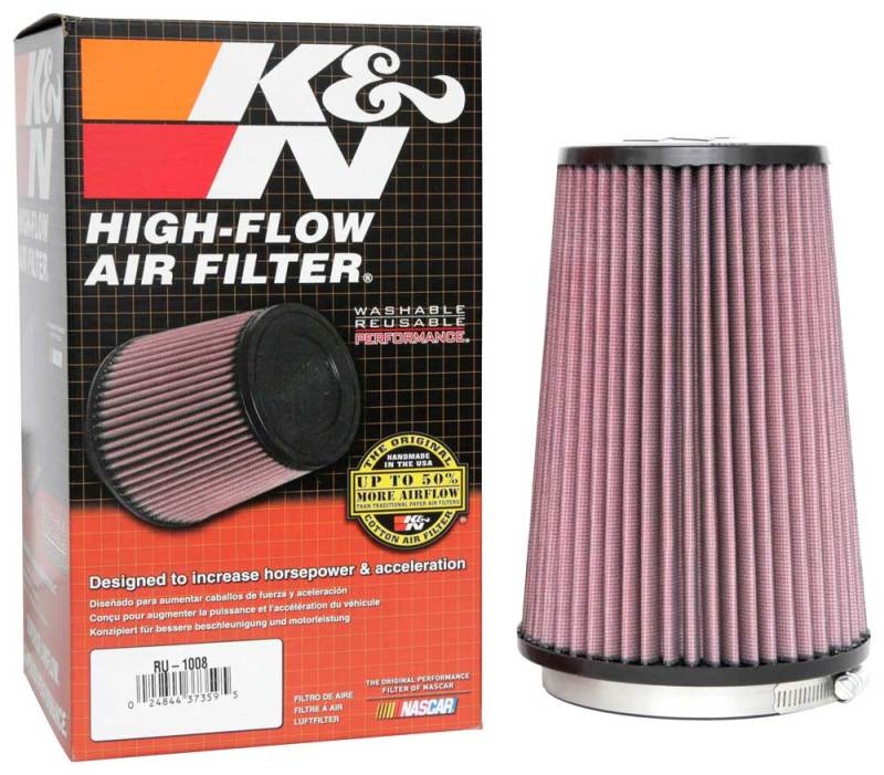 K&N Universal Clamp-On Air Filter 4-1/2in FLG / 5-7/8in B / 4-1/2in T / 8-3/8in H - Blais Performance Parts