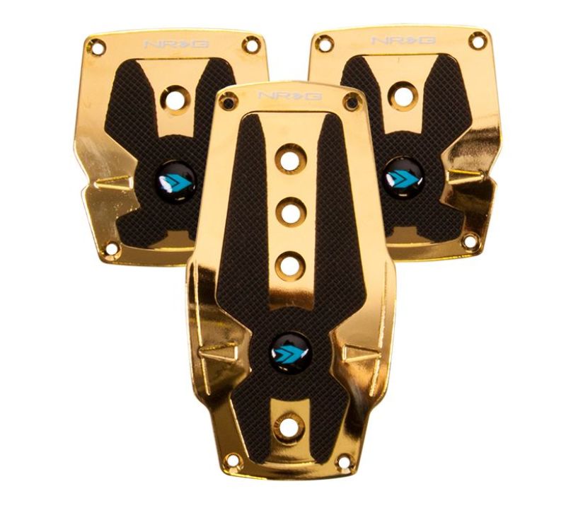 NRG Aluminum Sport Pedal M/T - Chrome Gold w/Black Rubber Inserts - Blais Performance Parts