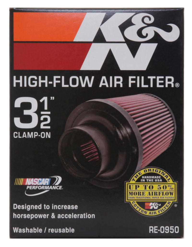 K&N Universal Rubber Filter 3 1/2inch ID FLG / 6inch Base / 4-5/8inch Top / 6inch Height - Blais Performance Parts