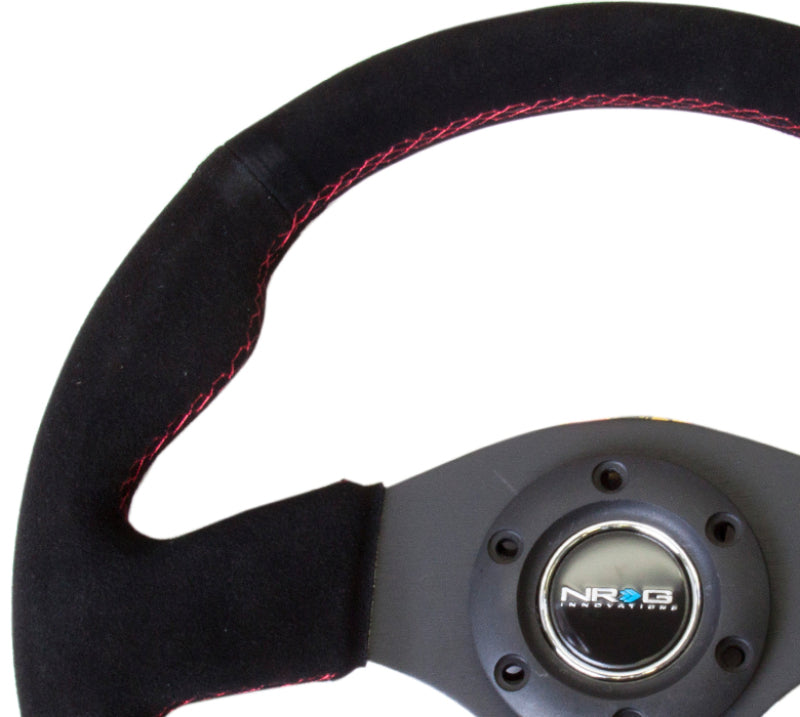 NRG Reinforced Steering Wheel (320mm) Suede w/Red Stitch - Blais Performance Parts