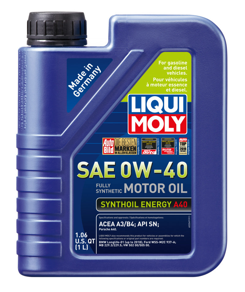 LIQUI MOLY 1L Synthoil Energy A40 Motor Oil SAE 0W40 - Blais Performance Parts