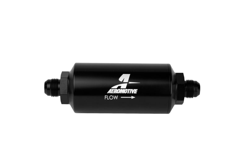 Aeromotive In-Line Filter - AN-08 size Male - 10 Micron Microglass Element - Bright-Dip Black - Blais Performance Parts