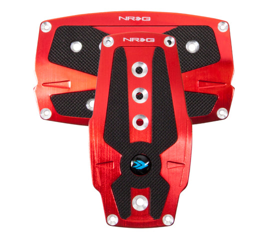 NRG Brushed Aluminum Sport Pedal A/T - Red w/Black Rubber Inserts - Blais Performance Parts